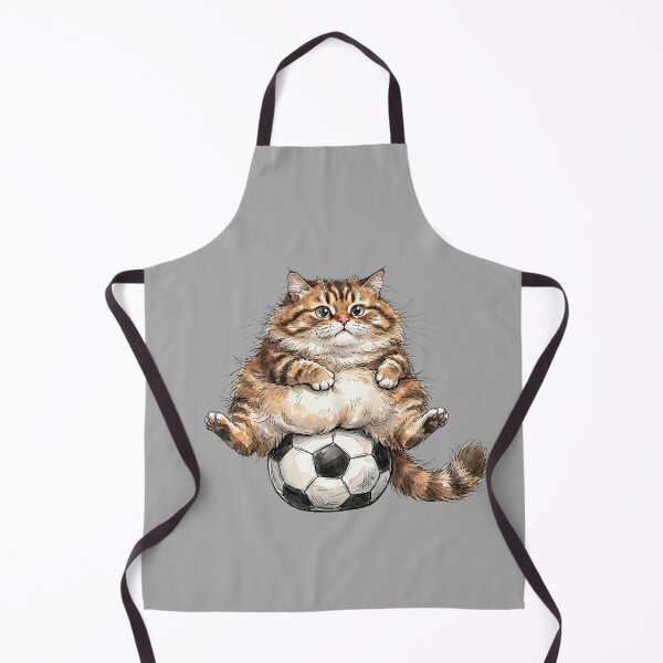 Item preview, Funny Fluffy Tabby Cat Sitting on Soccer Ball Watercolor Art designed and sold by BreezifyDesignStudio.