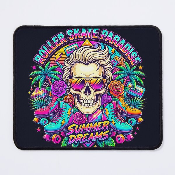 Item preview, Retro 80s Roller Skate Paradise Skull - Summer Dreams Synthwave designed and sold by MT-Hub | Cute Aesthetic Art, Stickers & Phone Cases.