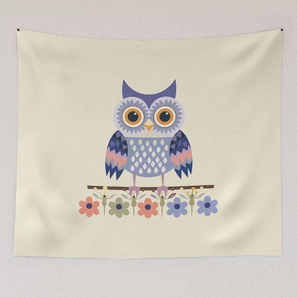 Item preview, Scandinavian Folk Art, Floral Owl designed and sold by xiao xuans.