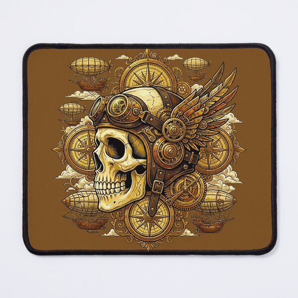 Item preview, Steampunk Aviator Skull with Winged Helmet and Airships designed and sold by MT-Hub | Cute Aesthetic Art, Stickers & Phone Cases.
