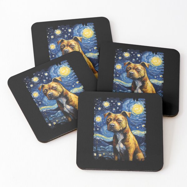 Item preview, Funny Staffordshire Bull Terrier Starry Night Illustration Mom Dad Kids designed and sold by rafaeltto.