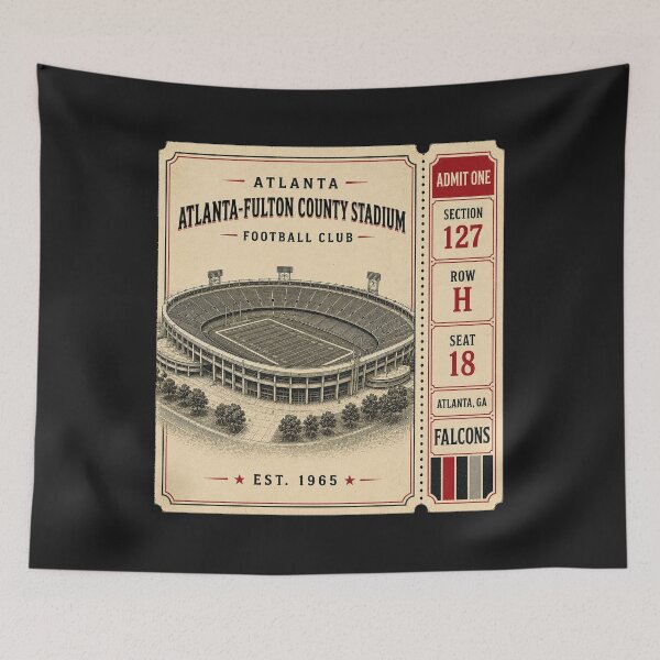 Item preview, Atlanta-Fulton County Stadium Vintage Ticket, Atlanta Retro Football Stadium designed and sold by GhostDawgs.