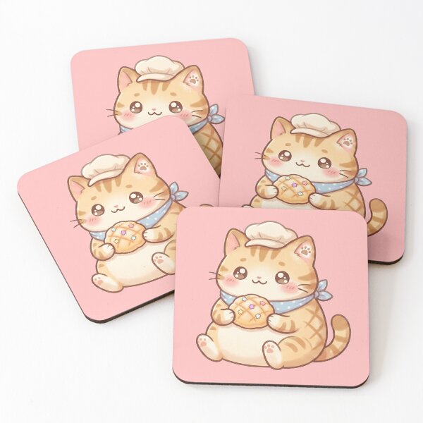 Item preview, Cute Kawaii Baker Cat with Melonpan Sticker designed and sold by Anmol Nayak.