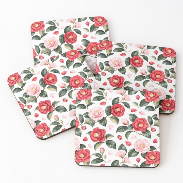 Item preview, Camellia Japanese Garden Watercolor Seamless Pattern designed and sold by Inkworksbyshery.