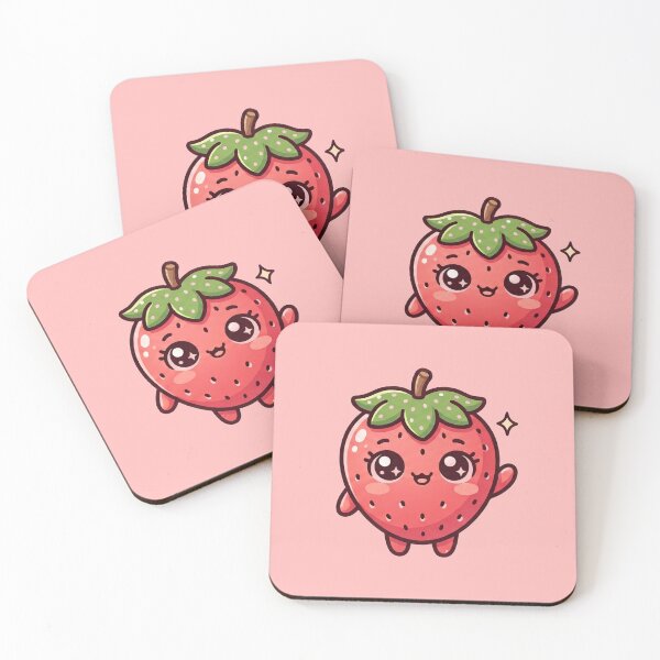 Item preview, Cute Kawaii Waving Strawberry designed and sold by Arte Para Rebaja.