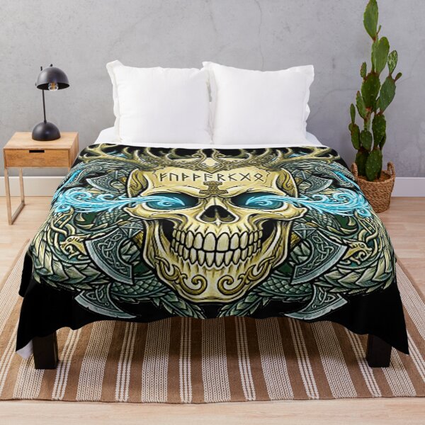 Item preview, Norse Viking Skull with Thor's Hammer Runes and Ice Dragons designed and sold by MT-Hub | Cute Aesthetic Art, Stickers & Phone Cases.