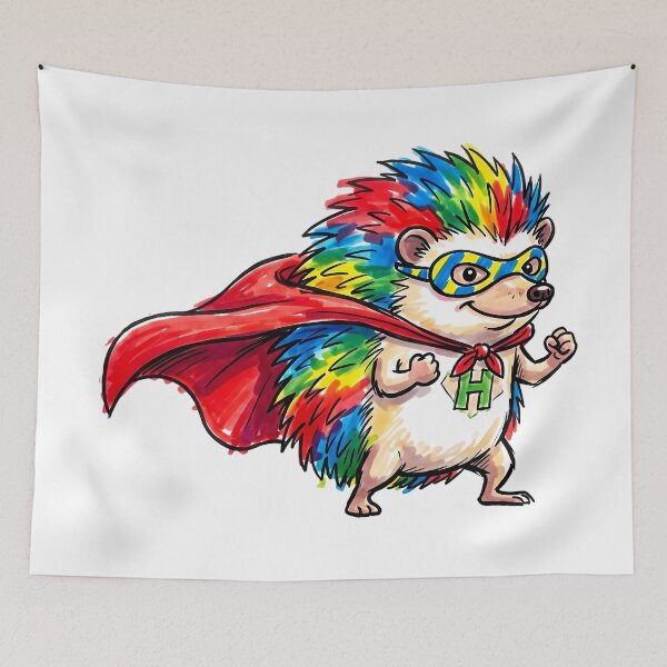 Item preview, Cute Rainbow Hero Hedgehog in Red Cape designed and sold by Thanakorn Prasing.