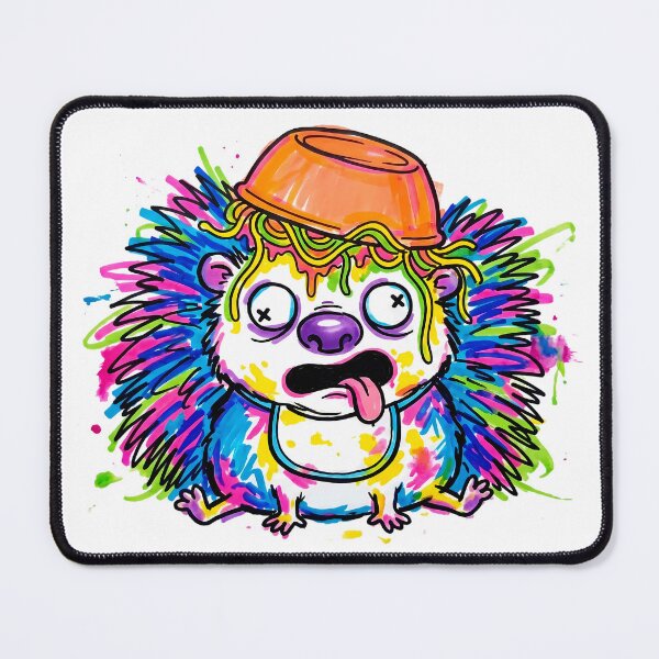 Item preview, Neon Marker Art Derpy Hedgehog Doodle - Cursed Neon Bowl Ugly Hedgehog designed and sold by Thanakorn Prasing.