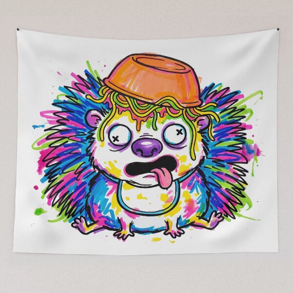 Item preview, Neon Marker Art Derpy Hedgehog Doodle - Cursed Neon Bowl Ugly Hedgehog designed and sold by Thanakorn Prasing.