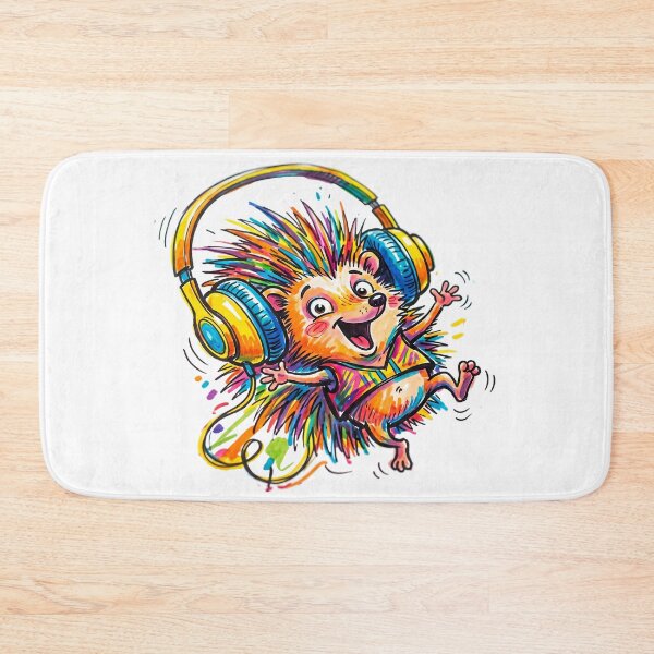 Item preview, Hedgehog with Headphones Too Big for His Head designed and sold by Thanakorn Prasing.
