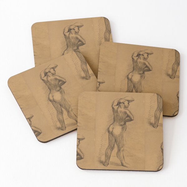 Item preview, Standing Female Nude Charcoal Figure Study designed and sold by artofuniverse.