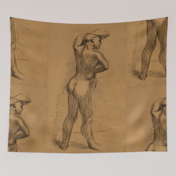 Item preview, Standing Female Nude Charcoal Figure Study designed and sold by artofuniverse.