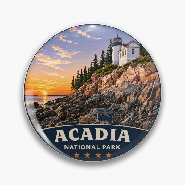 Item preview, Acadia National Park Maine US Retro Badge designed and sold by Gideon Emmerich.