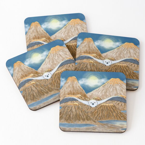 Item preview, A white bird flying over a mystical volcanic landscape designed and sold by greenPQBstudio.