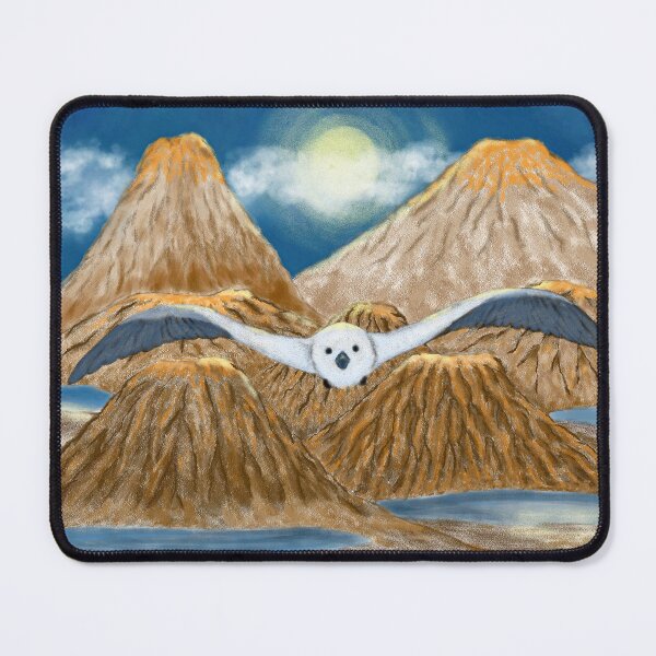 Item preview, A white bird flying over a mystical volcanic landscape designed and sold by greenPQBstudio.