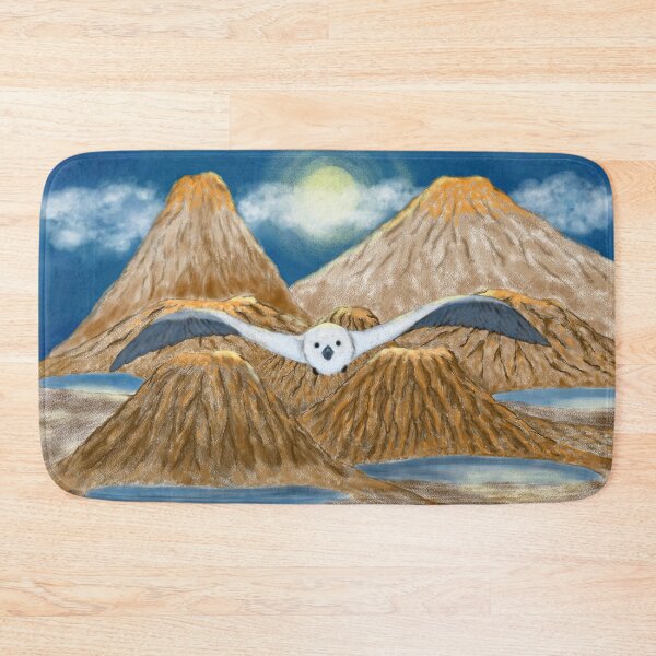 Item preview, A white bird flying over a mystical volcanic landscape designed and sold by greenPQBstudio.