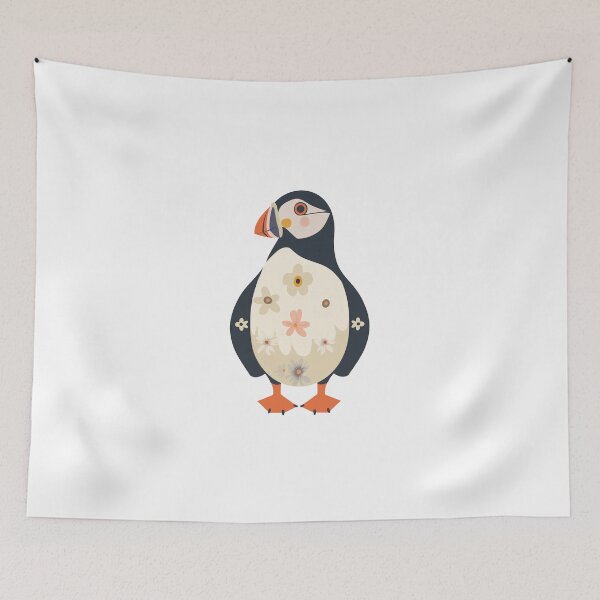 Item preview, Scandinavian Folk Art, Floral Puffin designed and sold by xiao xuans.