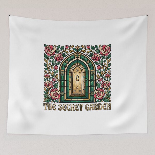 Item preview, The Secret Garden Stained Glass Arched Keyhole Door Art designed and sold by Fenay Designs.