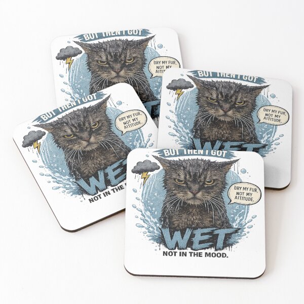 Item preview, Funny Wet Cat T-Shirt – Grumpy Cat After Bath Meme Graphic Tee designed and sold by ELVIN DESIGNS.