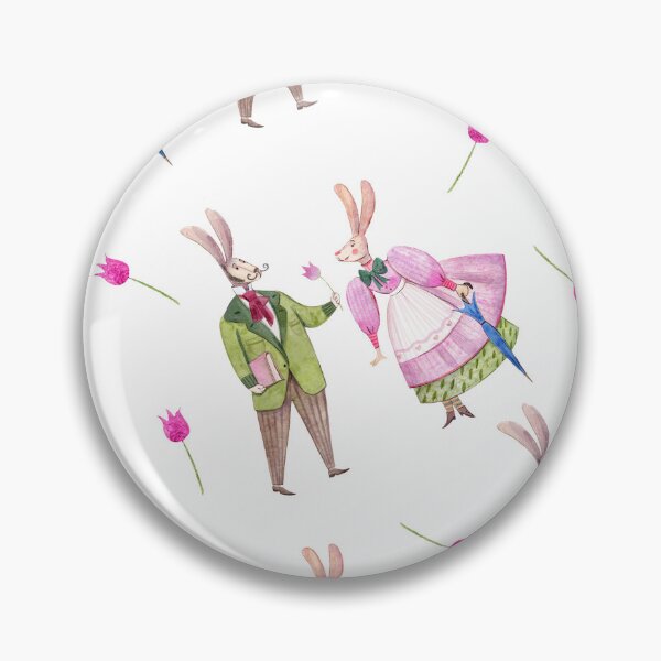 Item preview, Spring Rabbit Romance Watercolor Pattern designed and sold by White Rabbit Design .