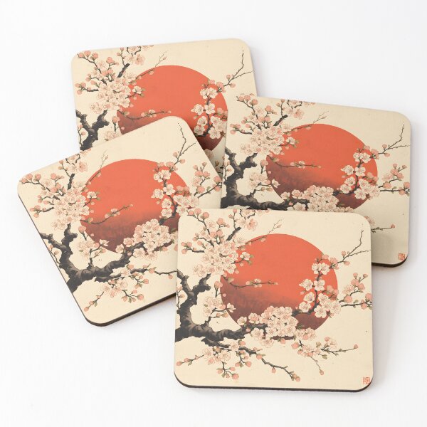 Item preview, Traditional Japanese Cherry Blossom Sakura Red Sun Art designed and sold by Luna-Flow.