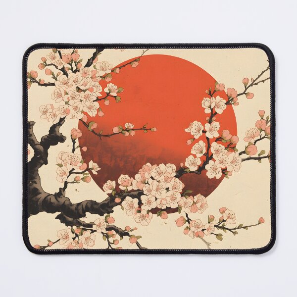 Item preview, Traditional Japanese Cherry Blossom Sakura Red Sun Art designed and sold by Luna-Flow.