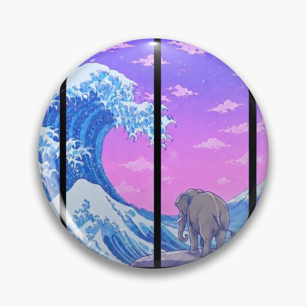 Item preview, Funny Elephant Japanese Kanagawa Wave Vapor Japan Boys Girls Kids designed and sold by FurryHavenPH.