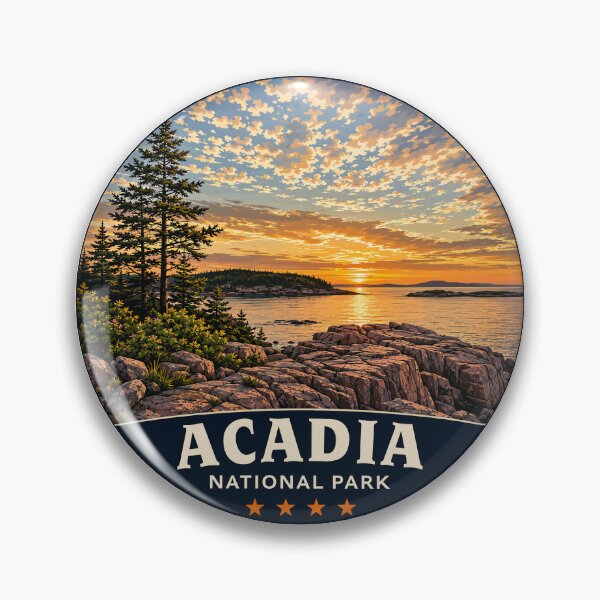 Item preview, Acadia National Park Maine US Retro Badge designed and sold by Gideon Emmerich.