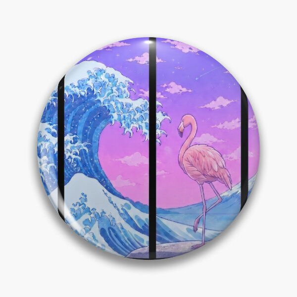 Item preview, Funny Flamingo Japanese Kanagawa Wave Vapor Japan Boys Girls Kids designed and sold by FurryHavenPH.