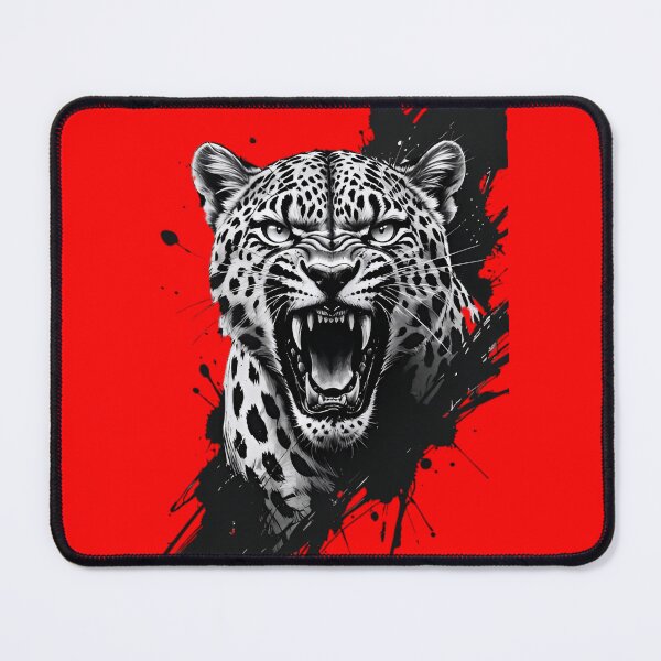 Item preview, Fierce Roaring Jaguar - Bold Black and White Ink Splatter Leopard Art designed and sold by Structure-Blue.