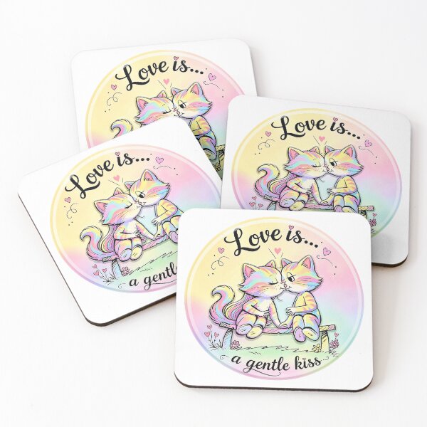 Item preview, ​Love Is A Gentle Kiss - Cute Pastel Cats Illustration designed and sold by mimiartes.