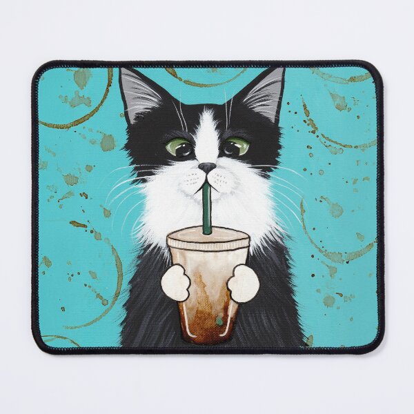 Item preview, Tuxedo Cat with Iced Coffee designed and sold by KilkennyCat Art.