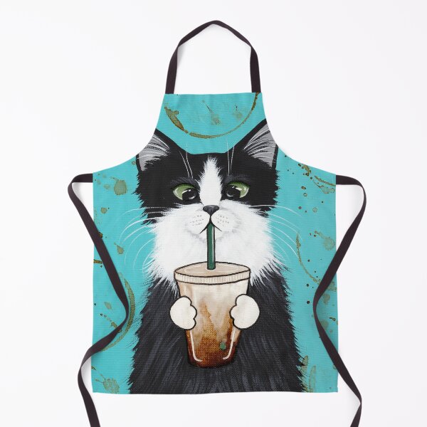 Item preview, Tuxedo Cat with Iced Coffee designed and sold by KilkennyCat Art.