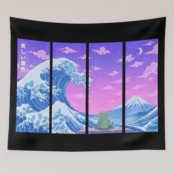 Item preview, Funny Frog Japanese Kanagawa Wave Vapor Japan Boys Girls Kids designed and sold by FurryHavenPH.