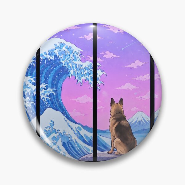 Item preview, Funny German Shepherd Japanese Kanagawa Wave Vapor Japan Boys Girls Kids designed and sold by FurryHavenPH.