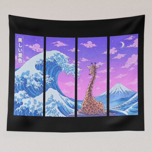 Item preview, Funny Giraffe Japanese Kanagawa Wave Vapor Japan Boys Girls Kids designed and sold by FurryHavenPH.