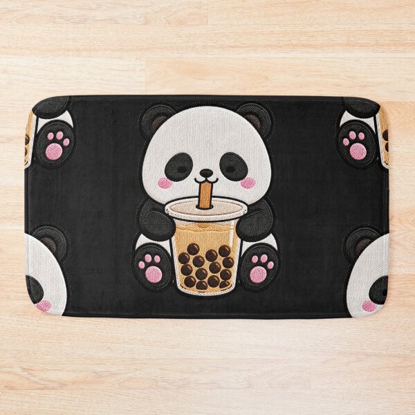 Item preview, Kawaii Panda with Bubble Tea - Cute Panda Embroidery Patch designed and sold by ColorSplash123.