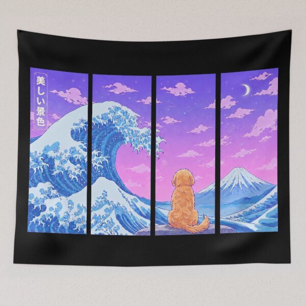 Item preview, Funny Goldendoodle Japanese Kanagawa Wave Vapor Japan Boys Girls Kids designed and sold by FurryHavenPH.
