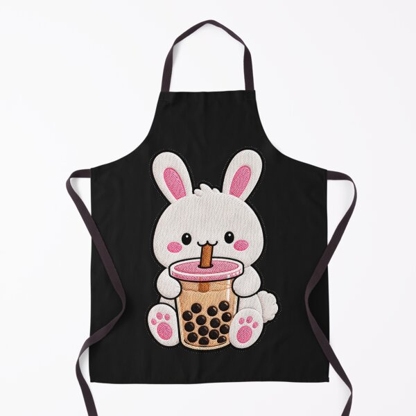 Item preview, Kawaii Bunny with Bubble Tea - Cute Bunny Embroidery Patch designed and sold by ColorSplash123.