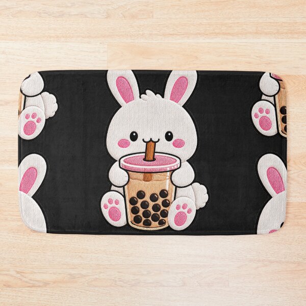 Item preview, Kawaii Bunny with Bubble Tea - Cute Bunny Embroidery Patch designed and sold by ColorSplash123.
