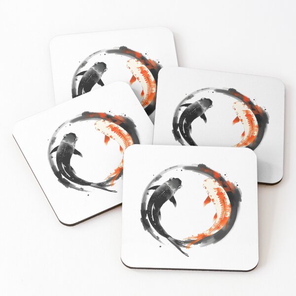 Item preview, Traditional Japanese Yin Yang Koi Fish Ink Art designed and sold by Luna-Flow.
