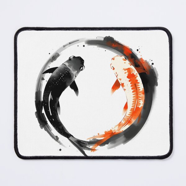 Item preview, Traditional Japanese Yin Yang Koi Fish Ink Art designed and sold by Luna-Flow.