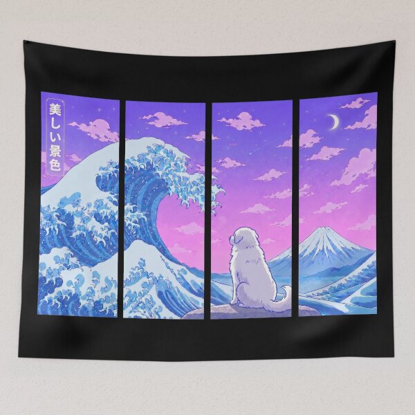 Item preview, Funny Great Pyrenees Japanese Kanagawa Wave Vapor Japan Boys Girls Kids designed and sold by FurryHavenPH.