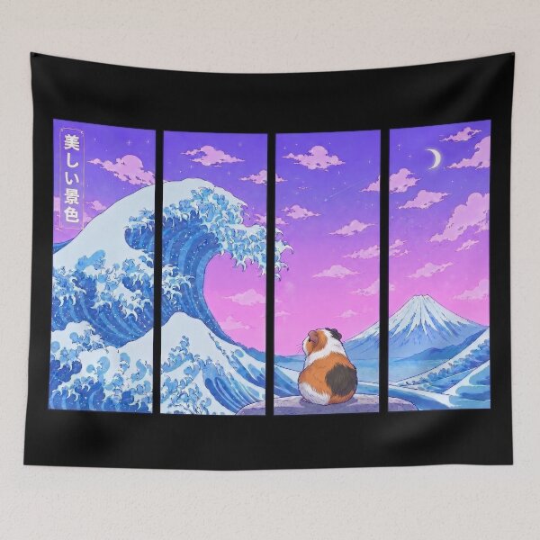 Item preview, Funny Guinea Pig Japanese Kanagawa Wave Vapor Japan Boys Girls Kids designed and sold by FurryHavenPH.