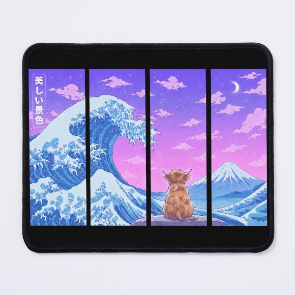 Item preview, Funny Highland Cow Japanese Kanagawa Wave Vapor Japan Boys Girls Kids designed and sold by FurryHavenPH.