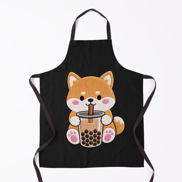 Item preview, Kawaii Shiba Inu with Bubble Tea - Cute Shiba Embroidery Patch designed and sold by ColorSplash123.