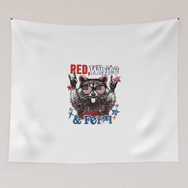 Item preview, Red White and Feral Patriotic Raccoon Funny 4th of July designed and sold by ChuyenSuperx.