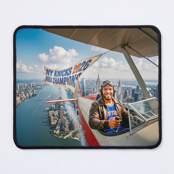 Aperçu de l'œuvre Jalen Brunson Pilot Flying NY Knicks Championship Banner créée et vendue par Home Decor Art.