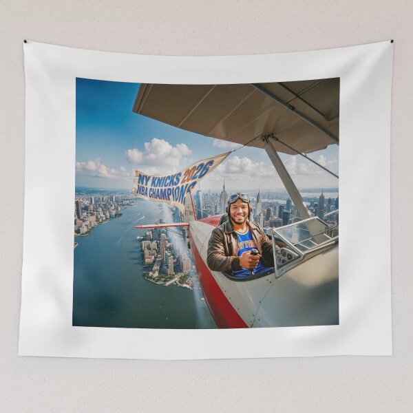 Item preview, Jalen Brunson Pilot Flying NY Knicks Championship Banner designed and sold by Home Decor Art.