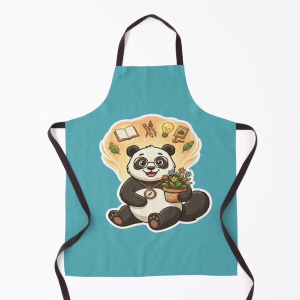 Item preview, Gardening Panda with Potted Plant Illustration designed and sold by DailySparks.